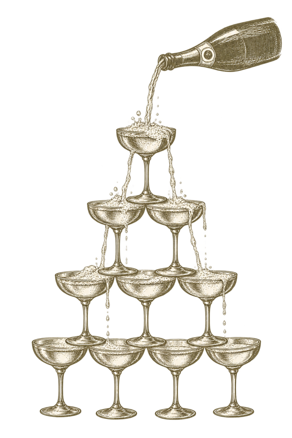 Vintage illustration of a champagne tower